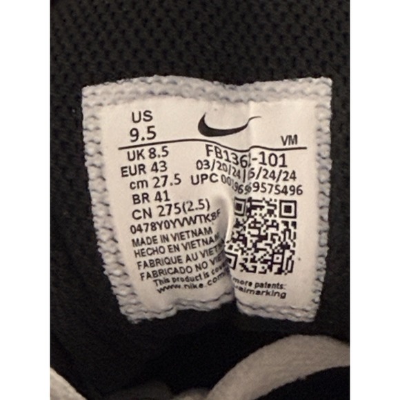 Size 9.5 - Nike Full Force Low White/Black-Pewter-Sail New In Box - Picture 10 of 10